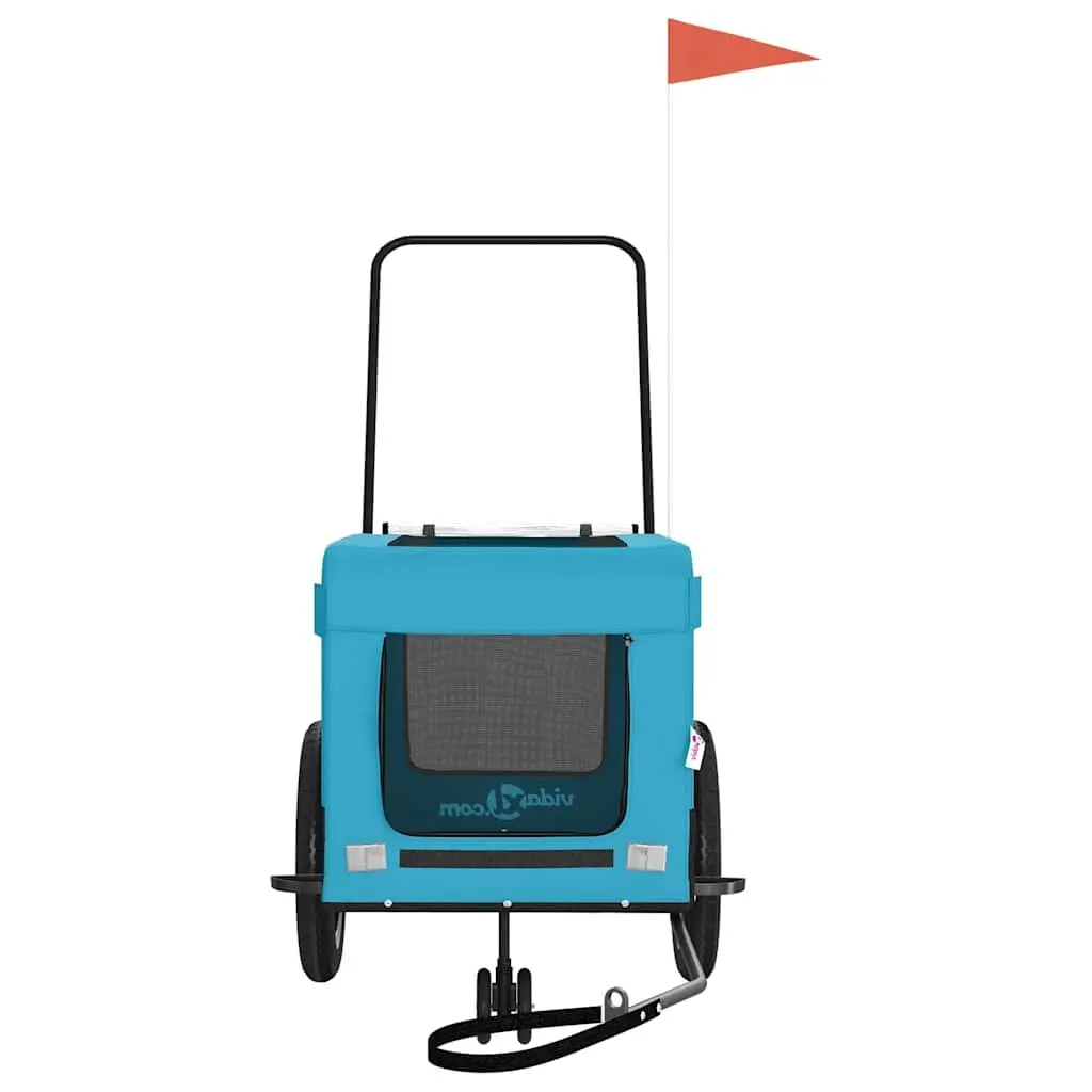 Pet Bike Trailer Small Dogs Blue Black Oxford Fabric Iron Frame
