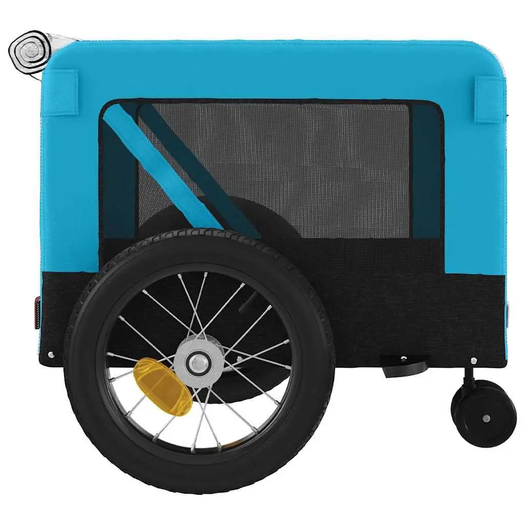 Pet Bike Trailer Small Dogs Blue Black Oxford Fabric Iron Frame