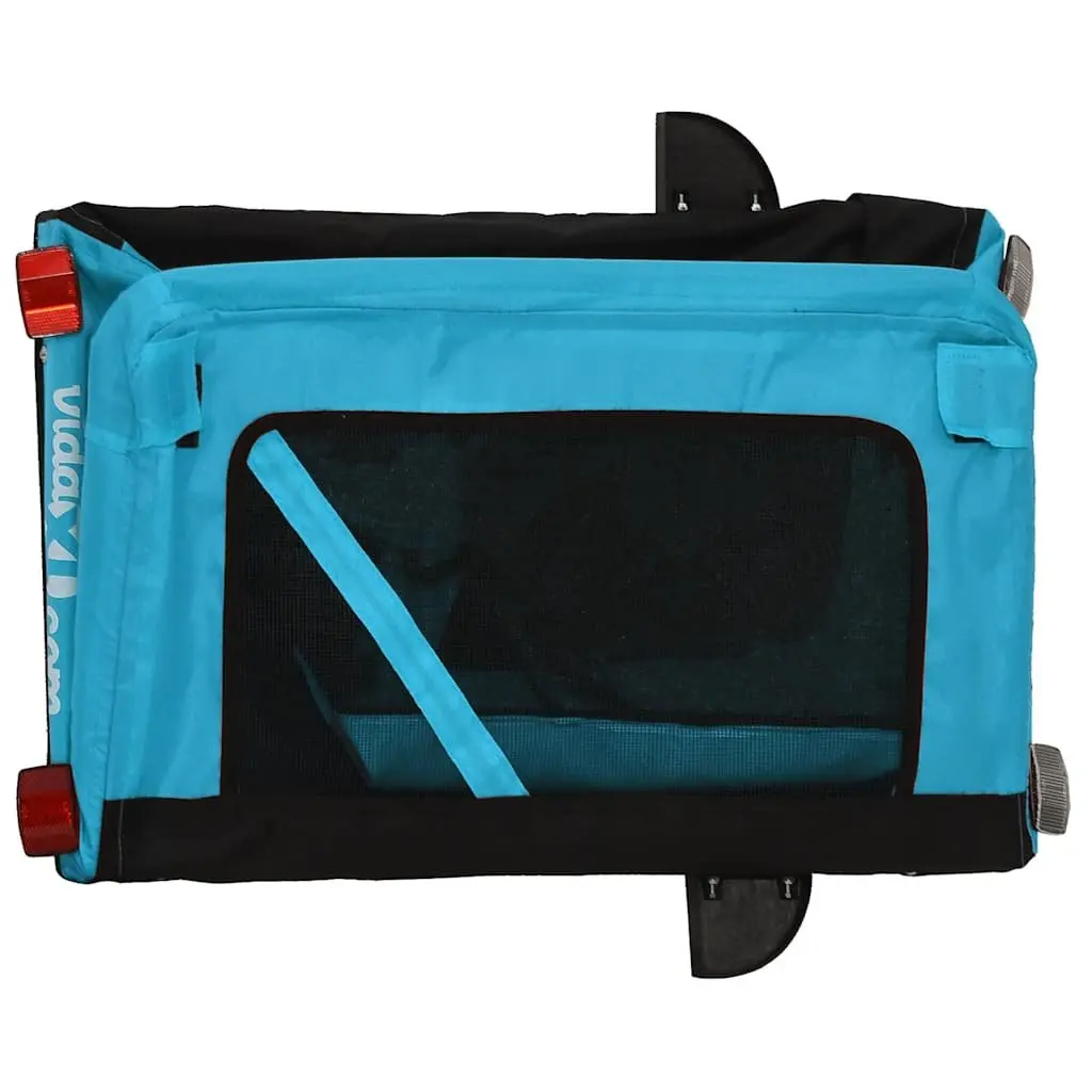 Pet Bike Trailer Small Dogs Blue Black Oxford Fabric Iron Frame
