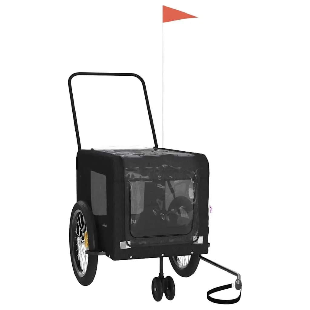 Pet Bike Trailer for Small Dogs Black Oxford Fabric Iron Frame