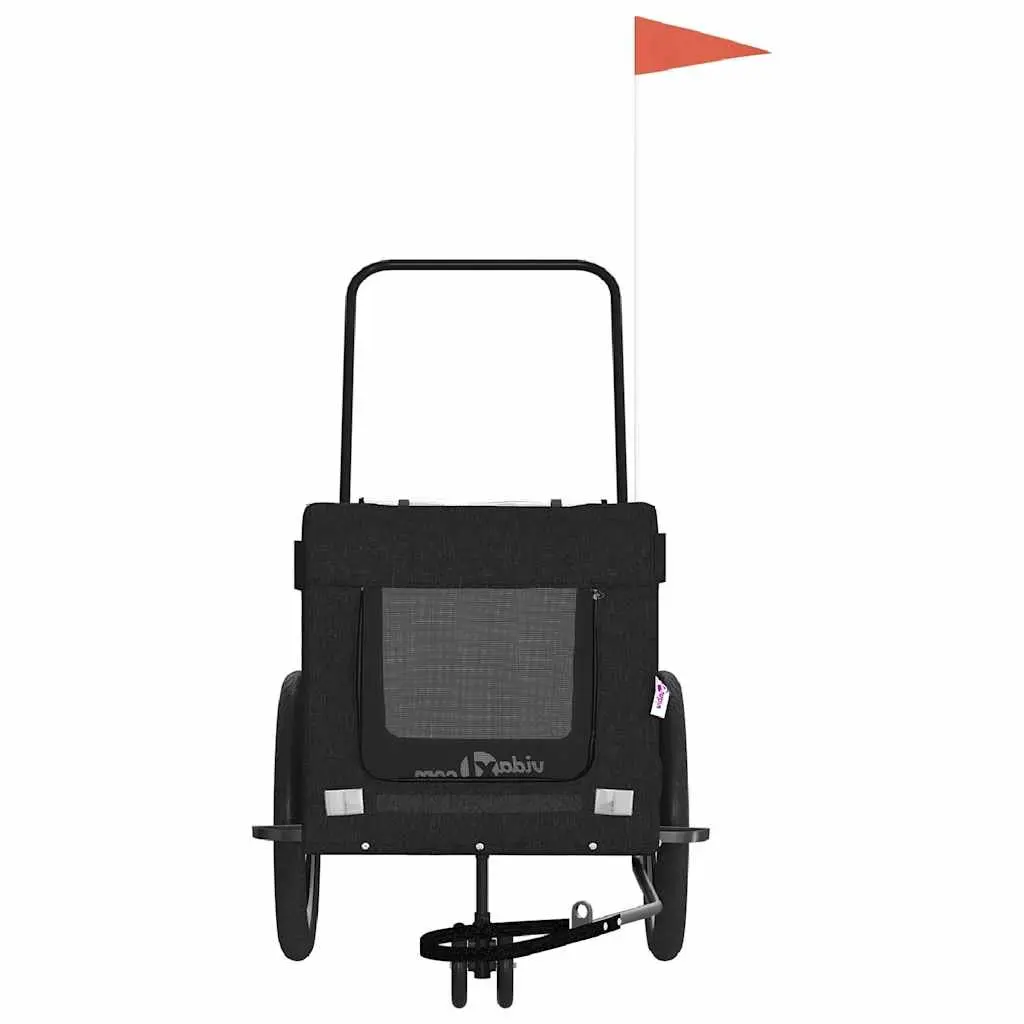 Pet Bike Trailer for Small Dogs Black Oxford Fabric Iron Frame