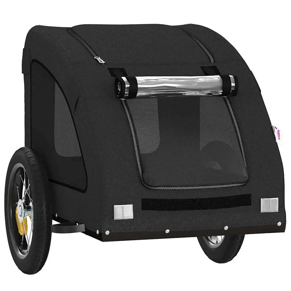 Pet Bike Trailer Small Dog Bicycle Cargo Carrier Black Oxford Fabric Iron Frame