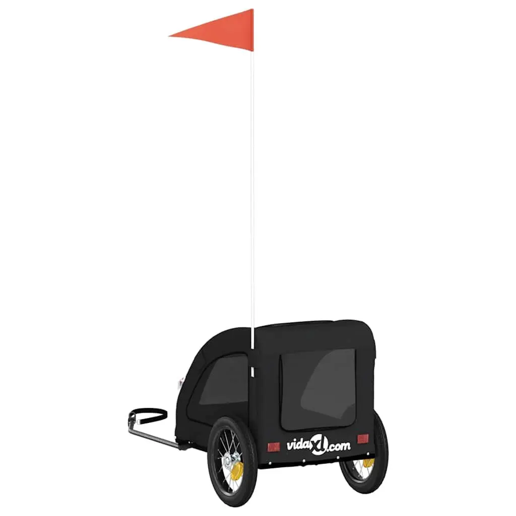 Pet Bike Trailer Small Dog Bicycle Cargo Carrier Black Oxford Fabric Iron Frame