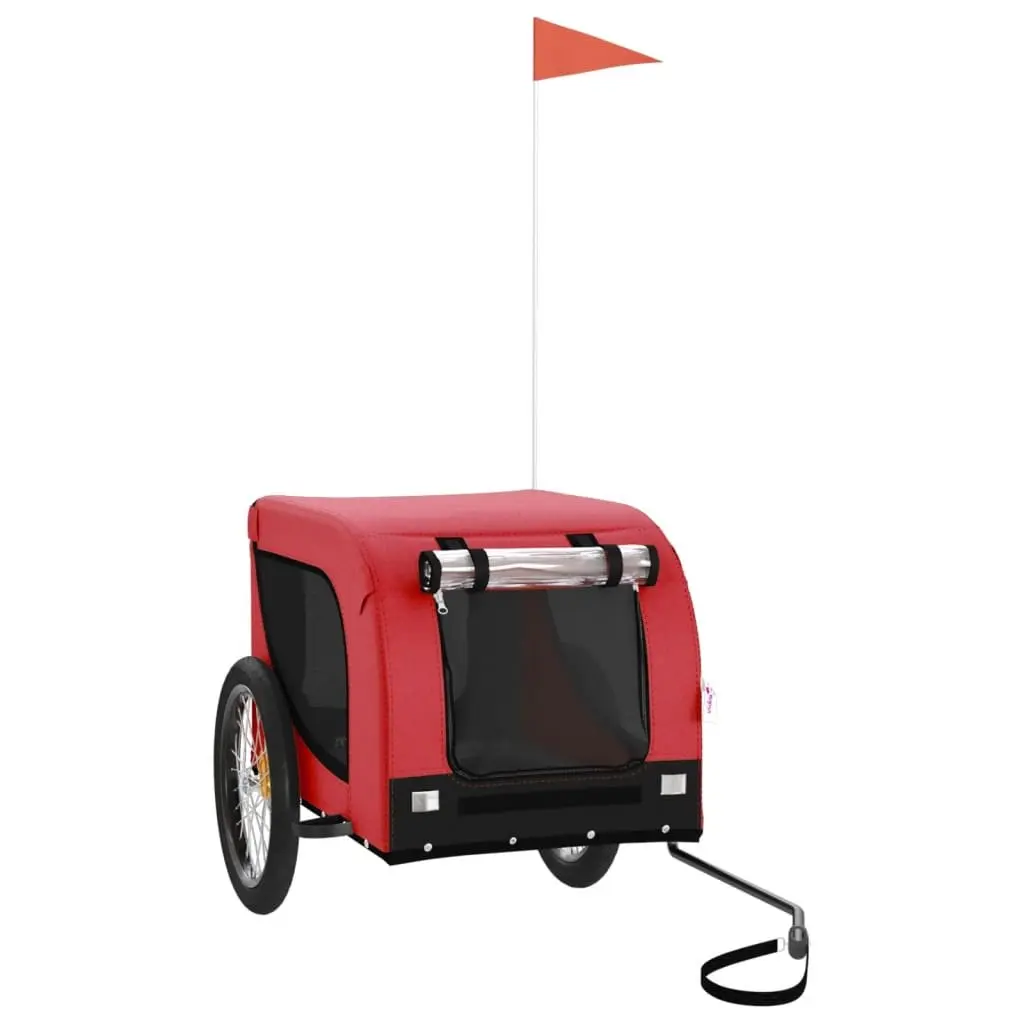 Pet Bike Trailer Small Dogs Red Oxford Fabric Iron Frame