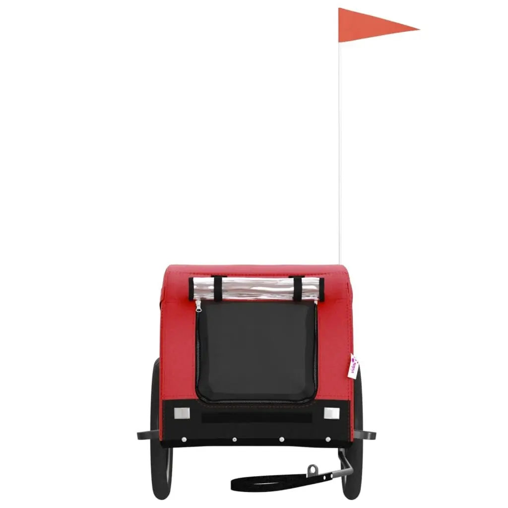 Pet Bike Trailer Small Dogs Red Oxford Fabric Iron Frame