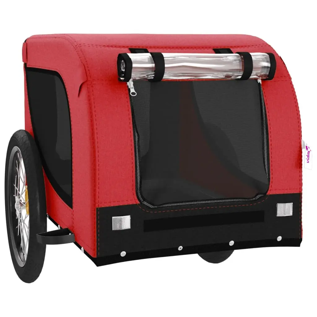 Pet Bike Trailer Small Dogs Red Oxford Fabric Iron Frame