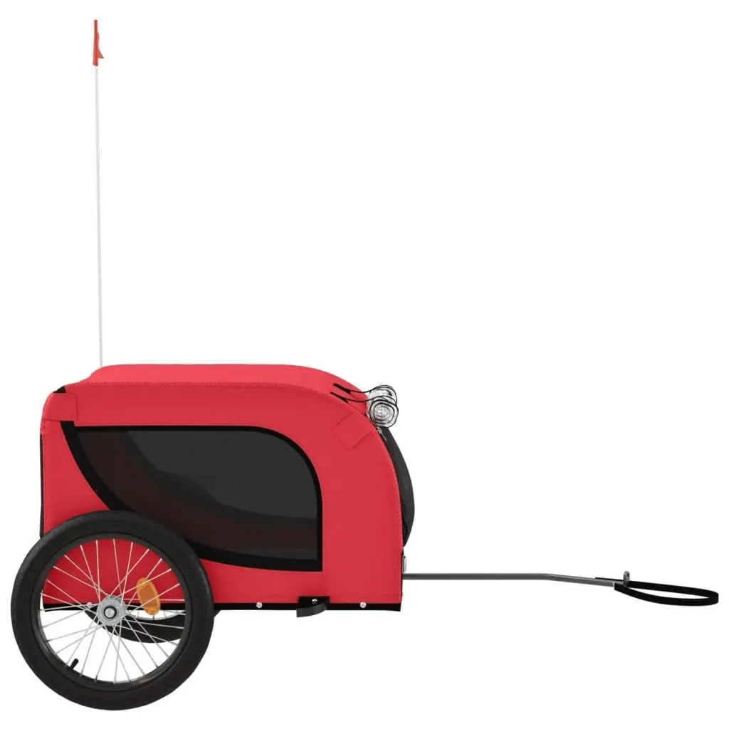 Pet Bike Trailer Small Dogs Red Oxford Fabric Iron Frame