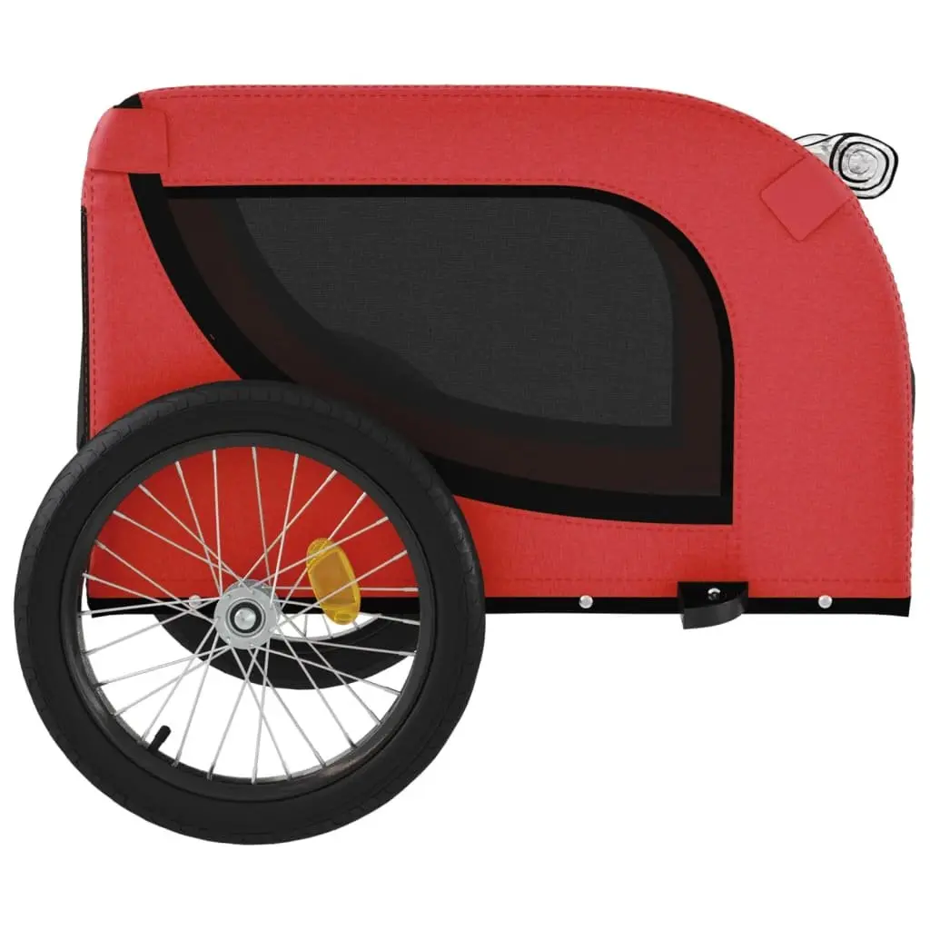 Pet Bike Trailer Small Dogs Red Oxford Fabric Iron Frame