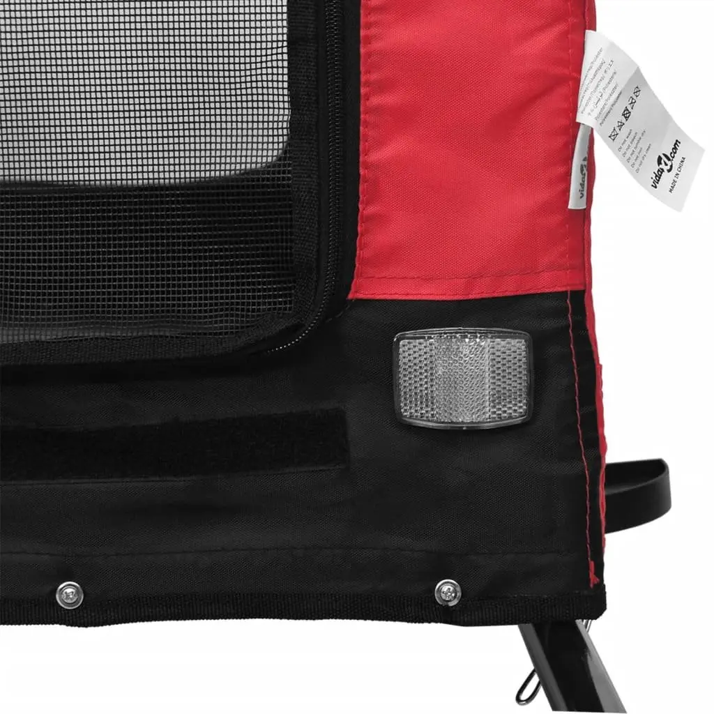 Pet Bike Trailer Small Dogs Red Oxford Fabric Iron Frame