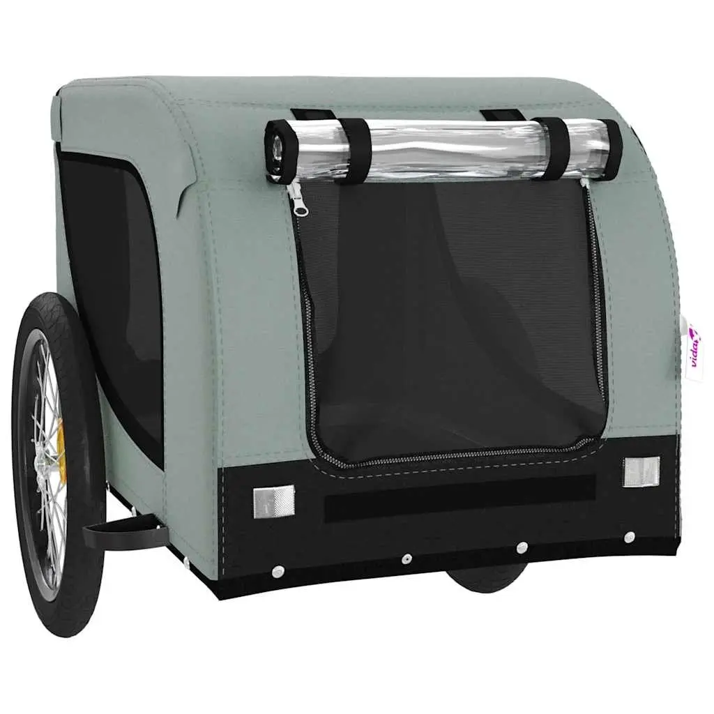 Pet Bike Trailer Small Dog Bicycle Attachment Grey Oxford Fabric