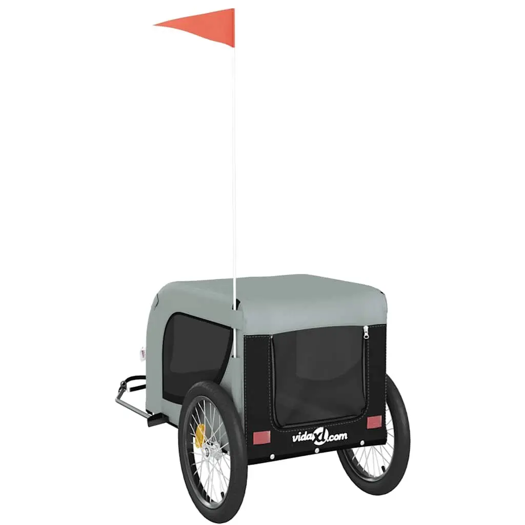Pet Bike Trailer Small Dog Bicycle Attachment Grey Oxford Fabric