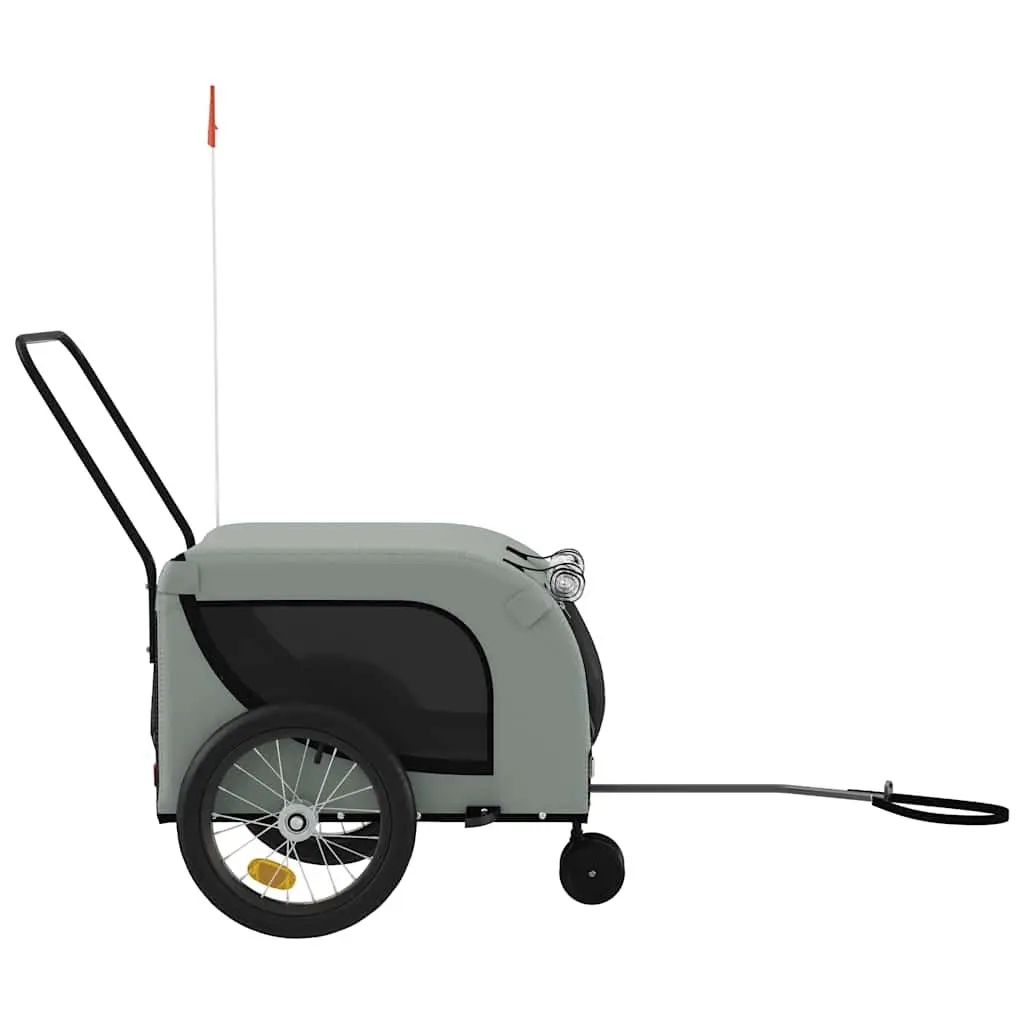 Small Animal Bike Trailer Oxford Fabric Iron Frame Grey for Dogs and Cats
