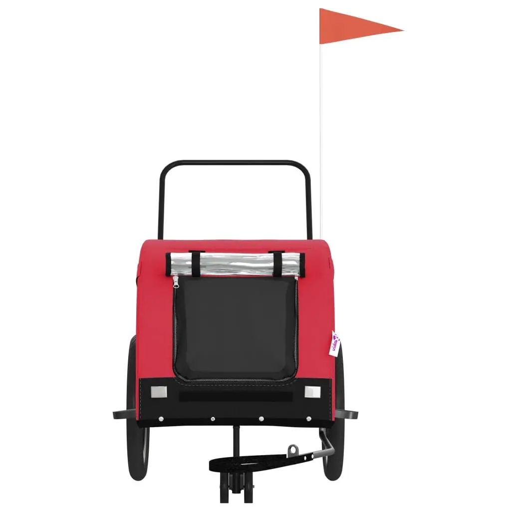 Pet Bike Trailer Small Dogs Red Oxford Fabric Iron Frame