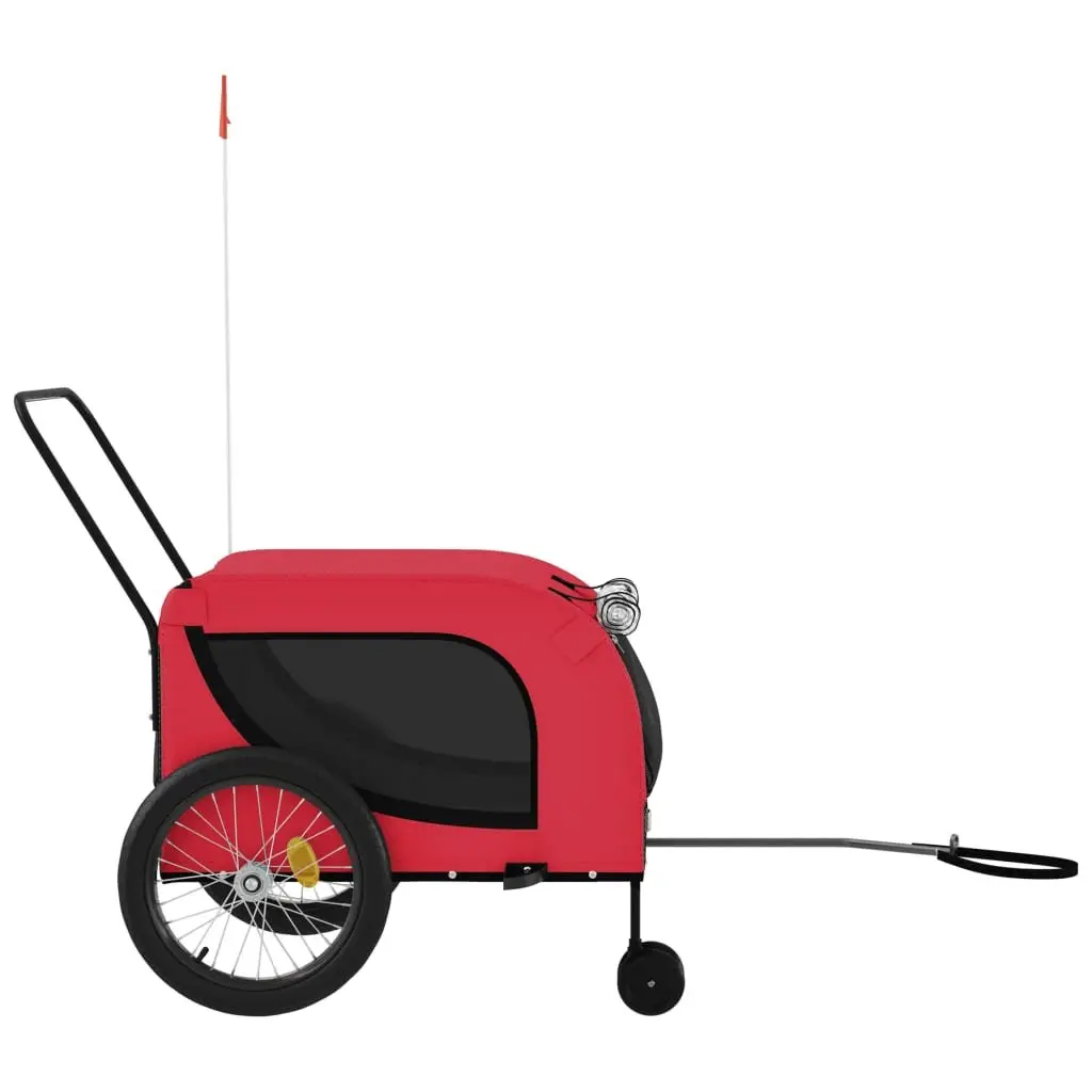 Pet Bike Trailer Small Dogs Red Oxford Fabric Iron Frame