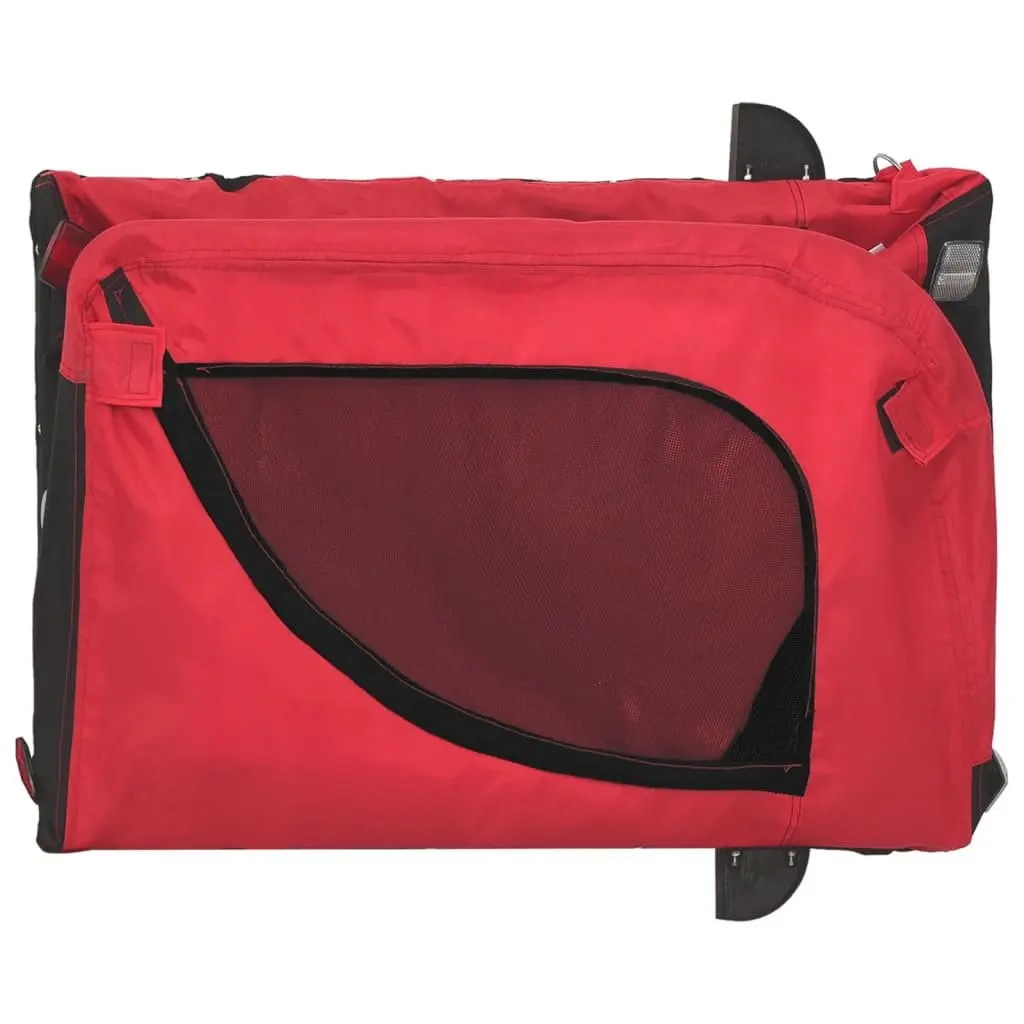 Pet Bike Trailer Small Dogs Red Oxford Fabric Iron Frame