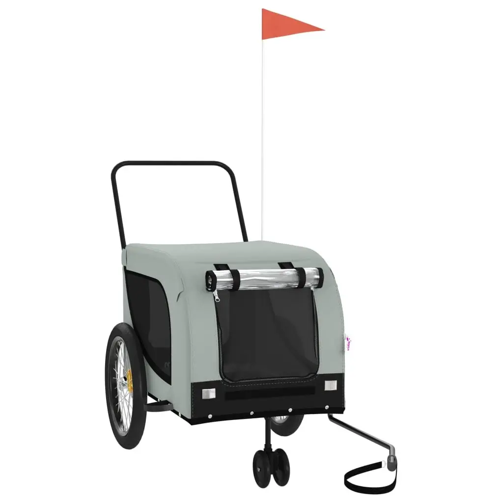 Pet Bike Trailer Grey Black Oxford Fabric Iron Frame