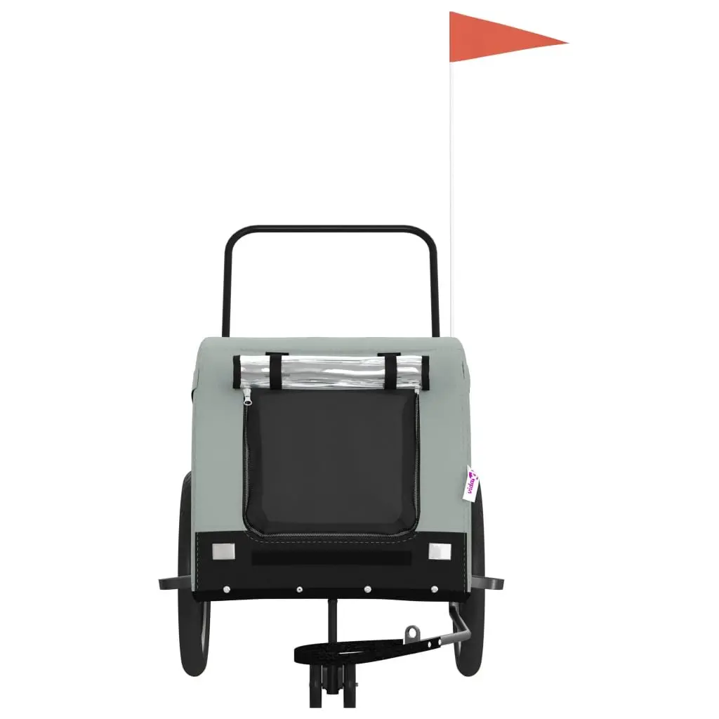 Pet Bike Trailer Grey Black Oxford Fabric Iron Frame