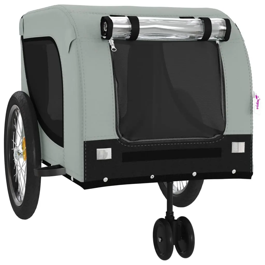 Pet Bike Trailer Grey Black Oxford Fabric Iron Frame