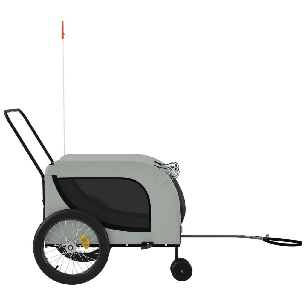 Pet Bike Trailer Grey Black Oxford Fabric Iron Frame