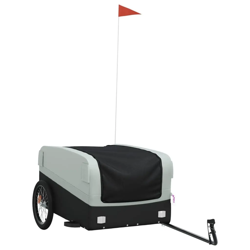 Bike Trailer Grey 45kg Load Capacity Iron Cart Bicycle Cargo Hauling Tow Bar