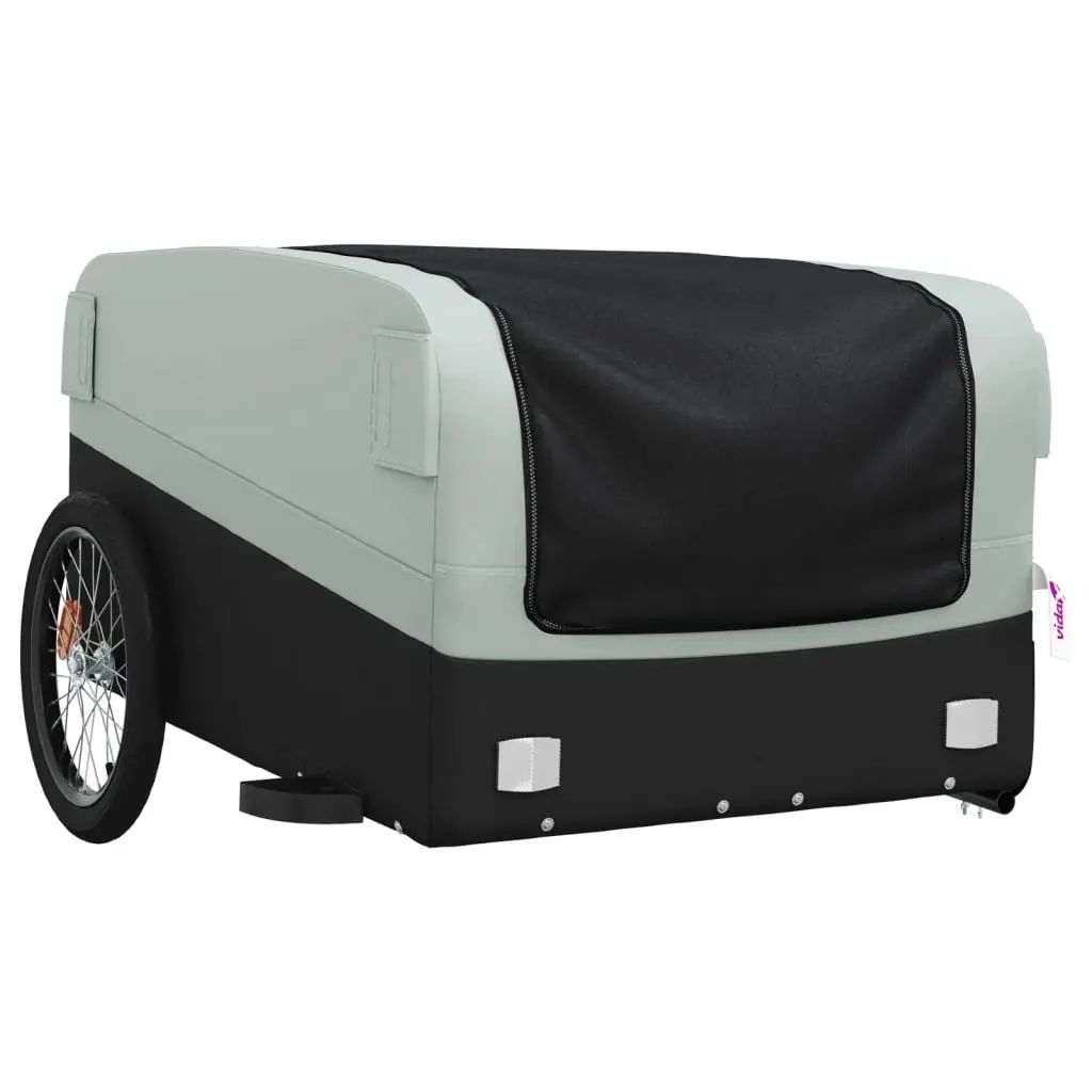 Bike Trailer Grey 45kg Load Capacity Iron Cart Bicycle Cargo Hauling Tow Bar