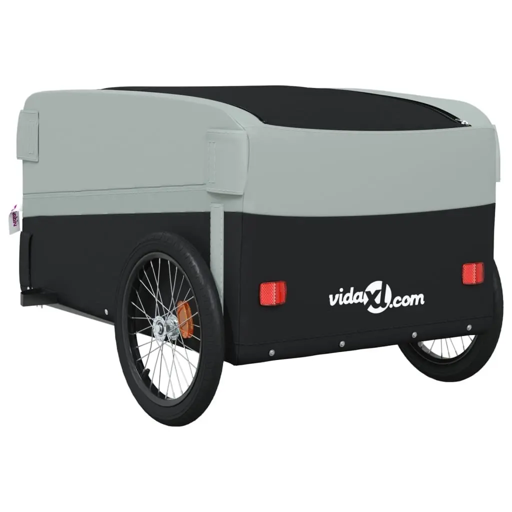 Bike Trailer Grey 45kg Load Capacity Iron Cart Bicycle Cargo Hauling Tow Bar