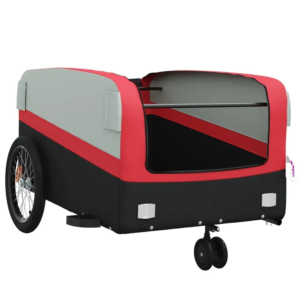 Bike Trailer Red 45 kg Load Capacity Iron Cargo Bicycle Cart Heavy Duty Tow