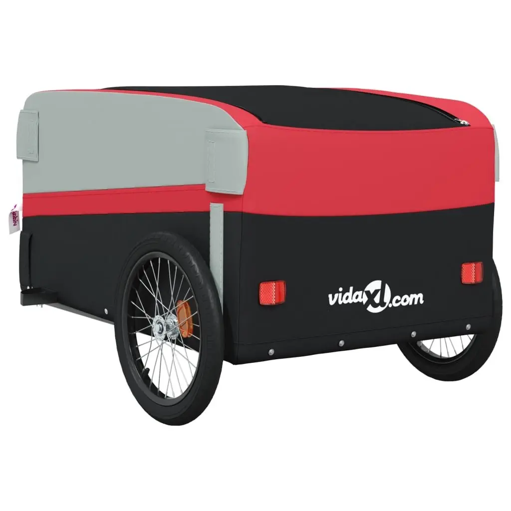 Bike Trailer Red 45 kg Load Capacity Iron Cargo Bicycle Cart Heavy Duty Tow