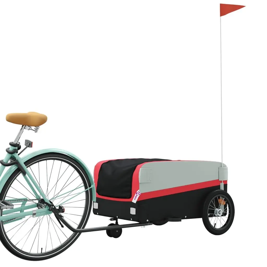 Bike Trailer Cargo Cart Heavy Duty Iron 45kg Load Capacity Red