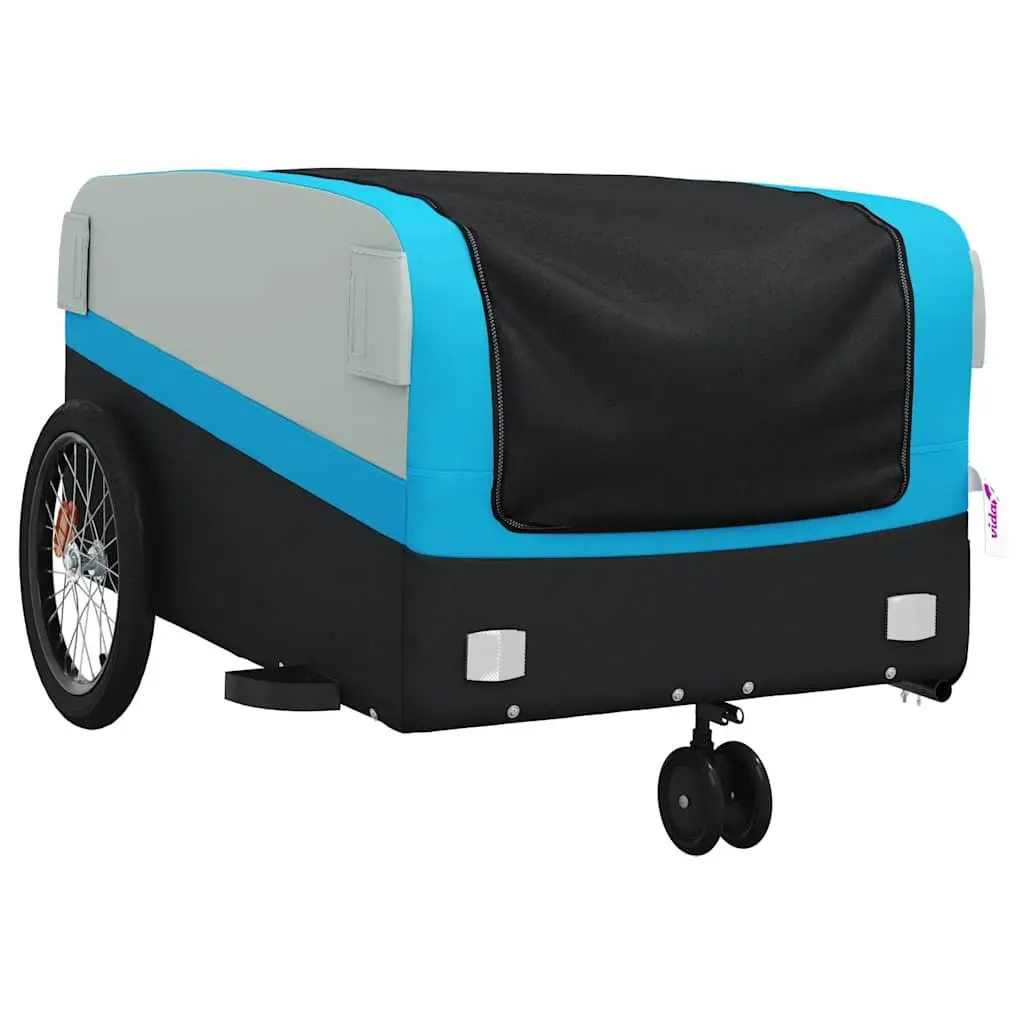 Bike Trailer Heavy Duty Cargo Cart 45kg Load Capacity Iron Frame Blue