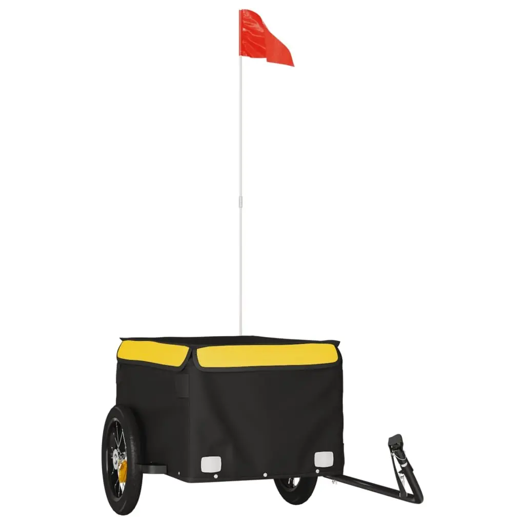 Bike Trailer Iron Construction Yellow Heavy Duty Cargo Transport Bicycle