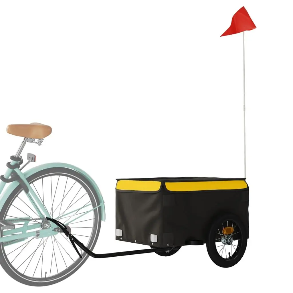 Bike Trailer Iron Construction Yellow Heavy Duty Cargo Transport Bicycle
