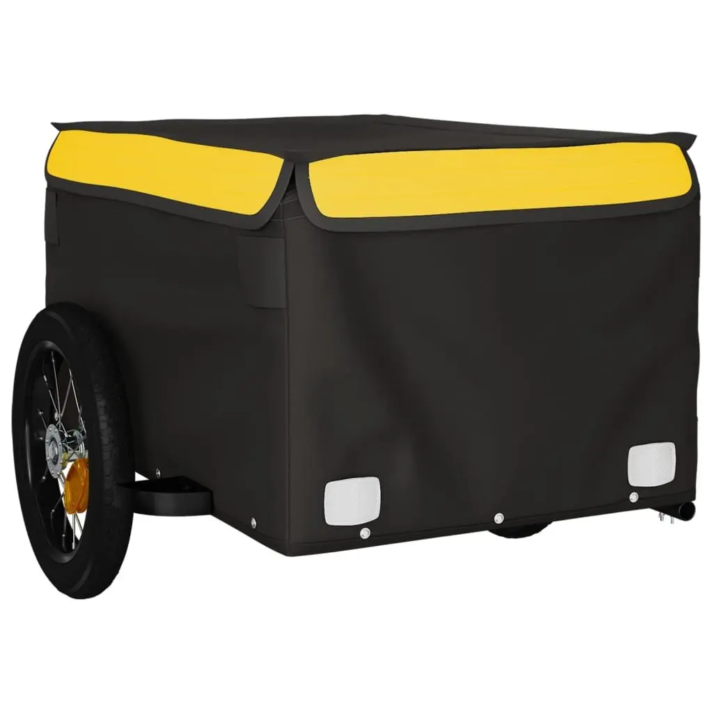 Bike Trailer Iron Construction Yellow Heavy Duty Cargo Transport Bicycle