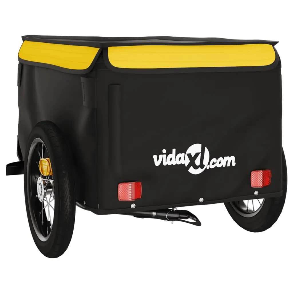 Bike Trailer Iron Construction Yellow Heavy Duty Cargo Transport Bicycle