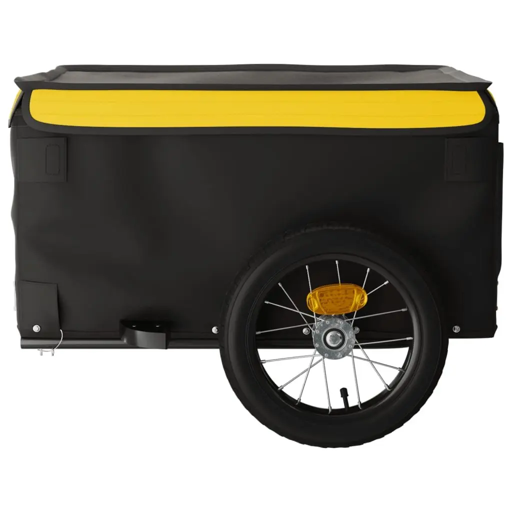 Bike Trailer Iron Construction Yellow Heavy Duty Cargo Transport Bicycle