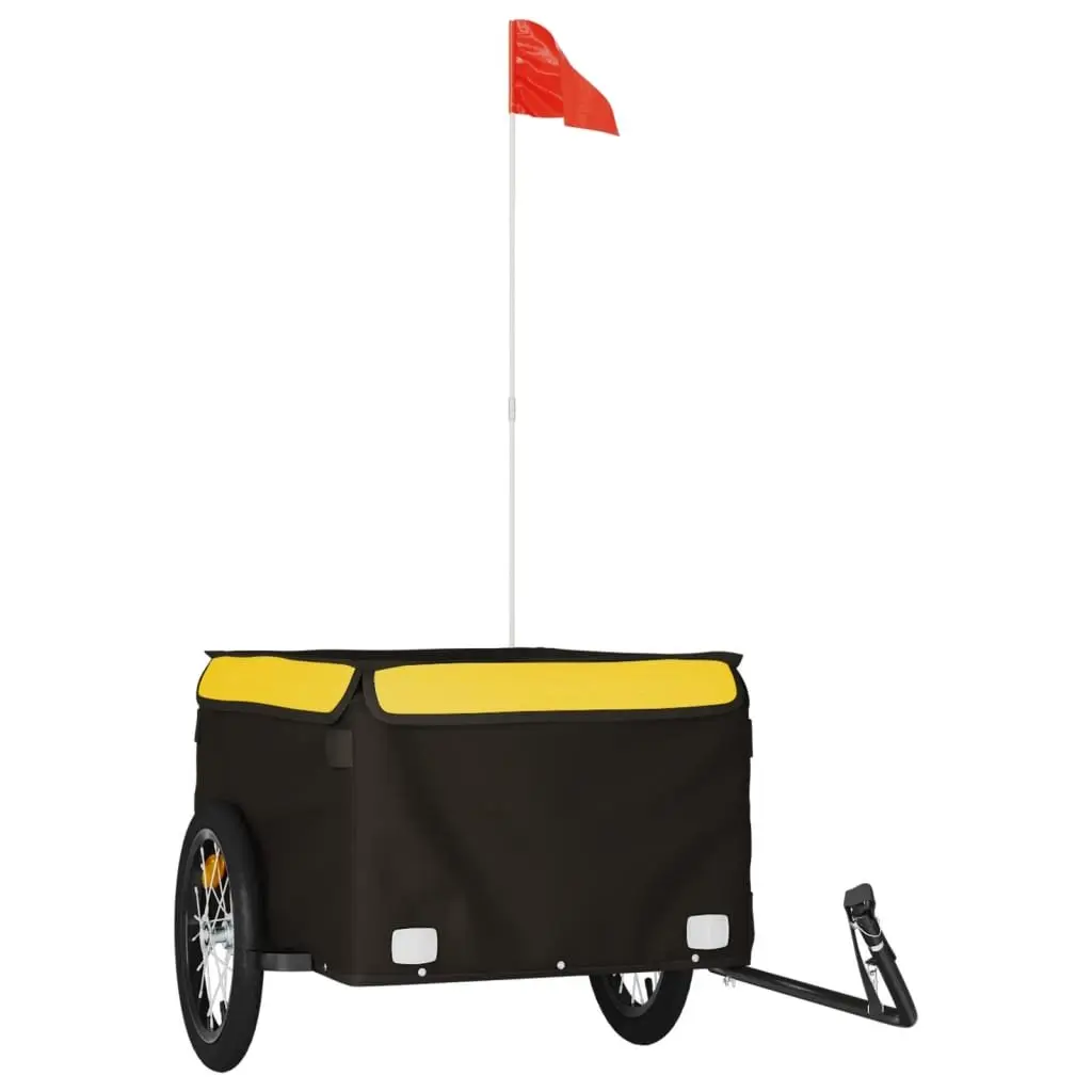 Bike Trailer Heavy Duty Cargo Transport 45kg Load Capacity Iron Yellow and Black