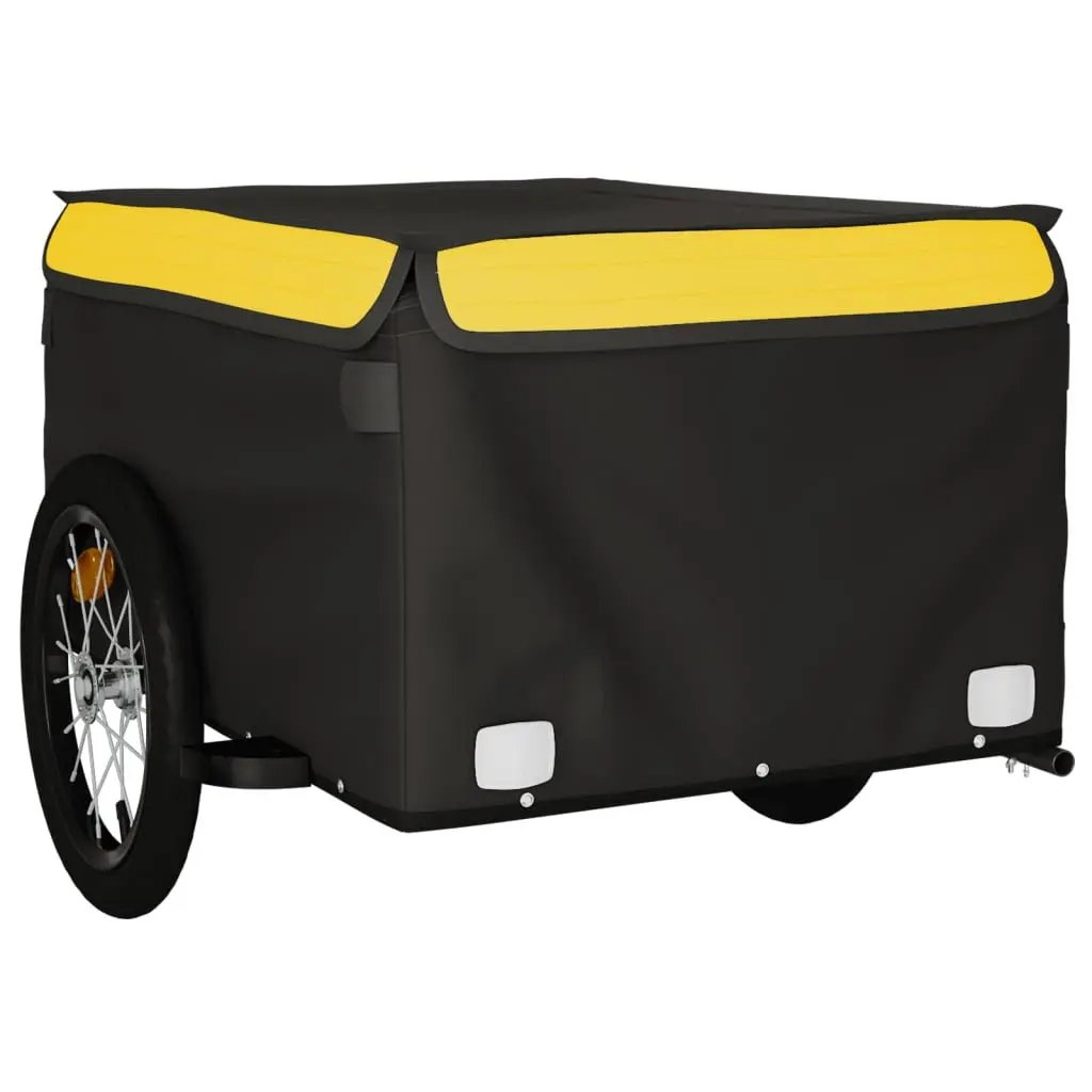 Bike Trailer Heavy Duty Cargo Transport 45kg Load Capacity Iron Yellow and Black