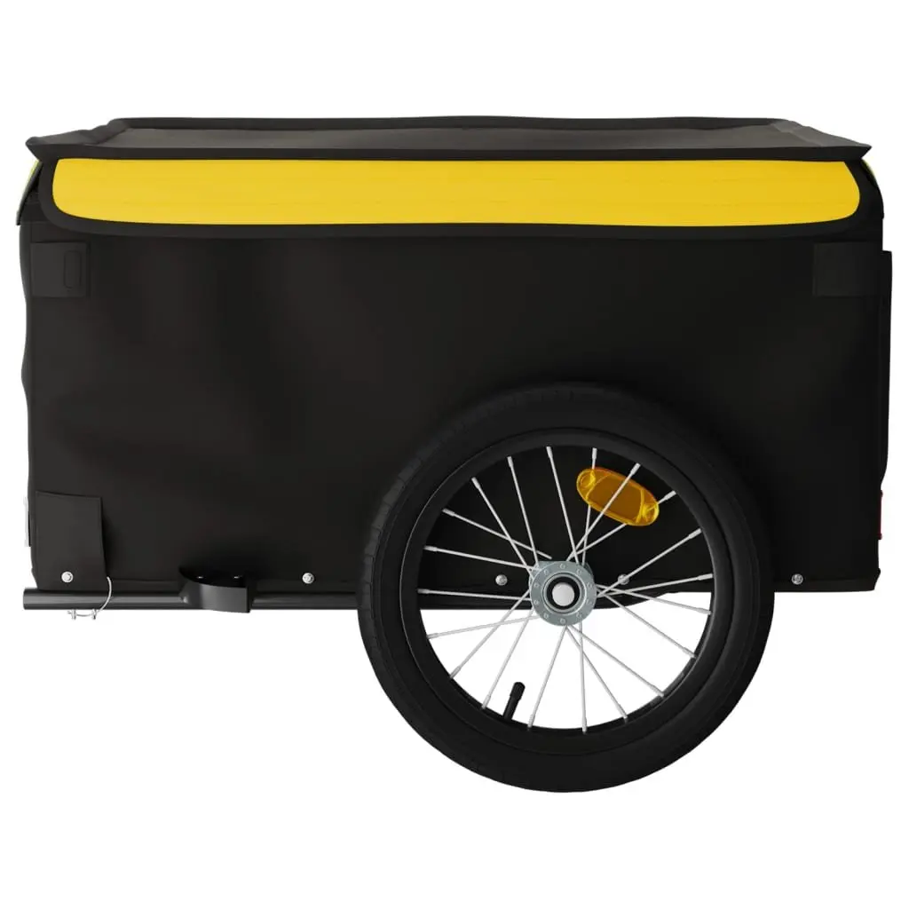 Bike Trailer Heavy Duty Cargo Transport 45kg Load Capacity Iron Yellow and Black
