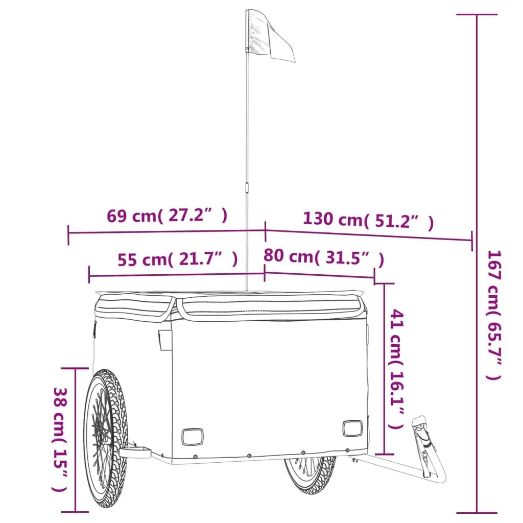 Bike Trailer Heavy Load 45kg Black Cargo Cart Bicycle Hauler