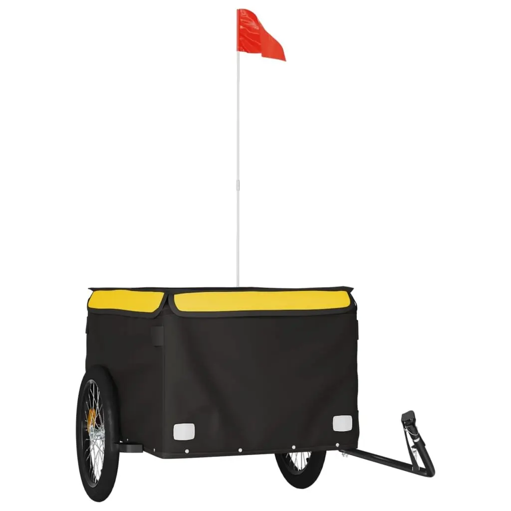 Bicycle Cargo Trailer Heavy Duty Iron 45kg Load Capacity Black Yellow