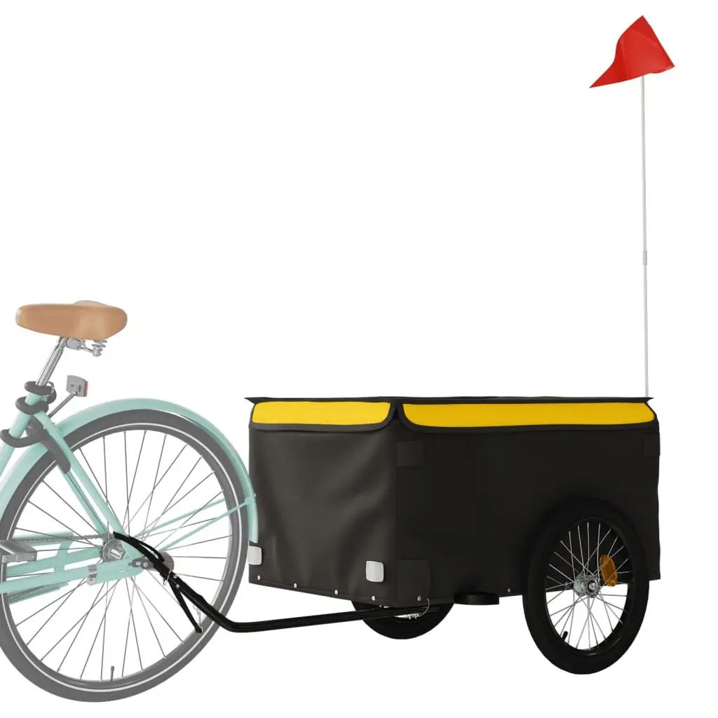 Bicycle Cargo Trailer Heavy Duty Iron 45kg Load Capacity Black Yellow