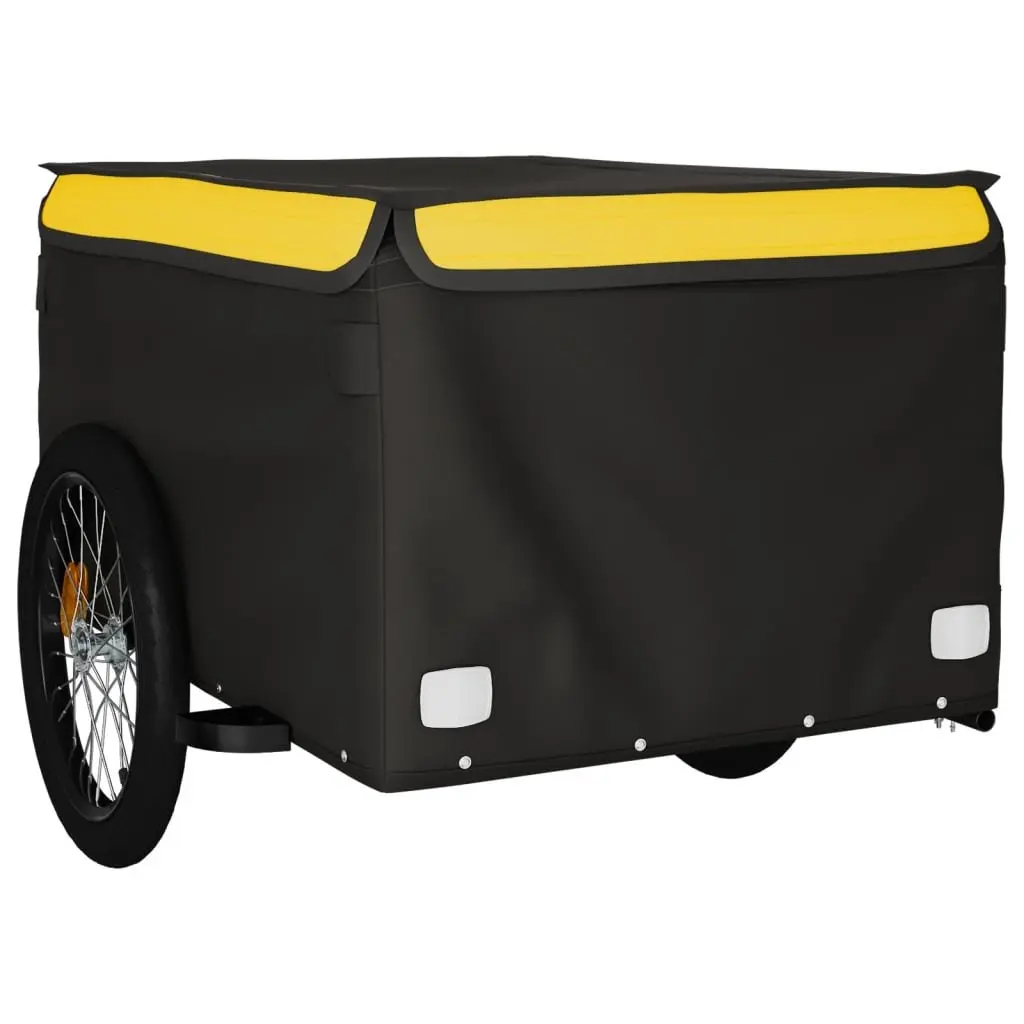 Bicycle Cargo Trailer Heavy Duty Iron 45kg Load Capacity Black Yellow