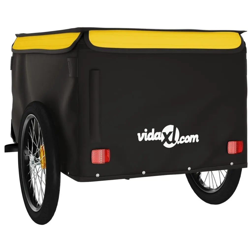 Bicycle Cargo Trailer Heavy Duty Iron 45kg Load Capacity Black Yellow