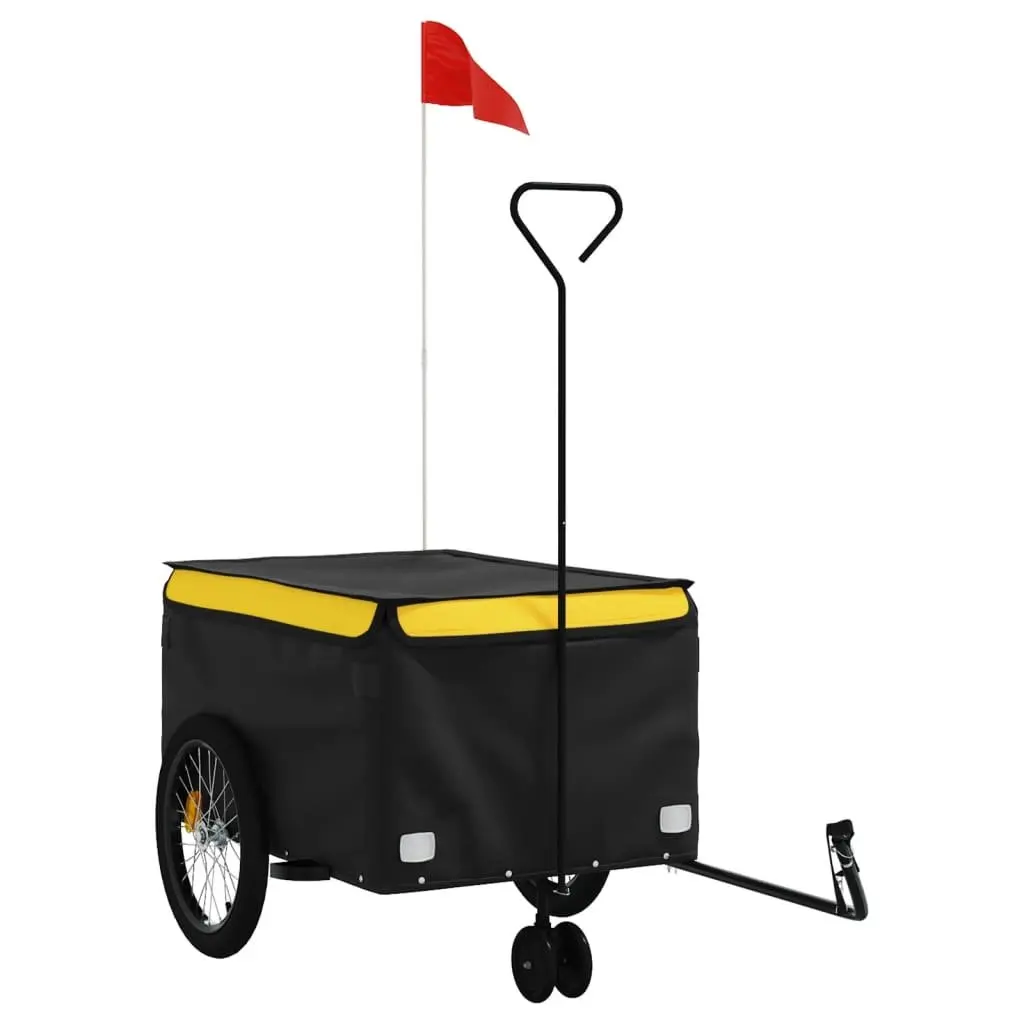 Bike Trailer Cargo Transport Iron Frame 45kg Load Capacity Yellow
