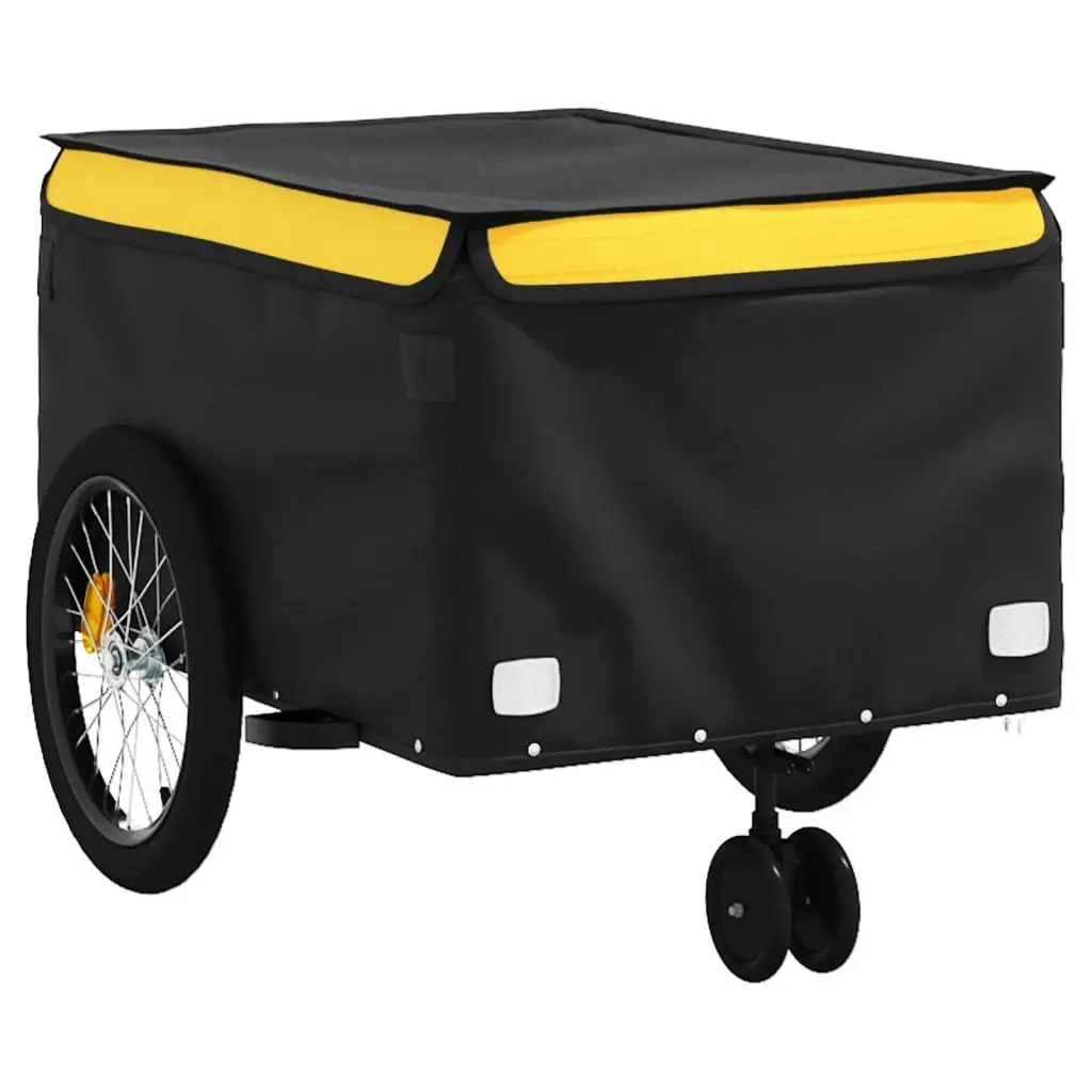 Bike Trailer Cargo Transport Iron Frame 45kg Load Capacity Yellow