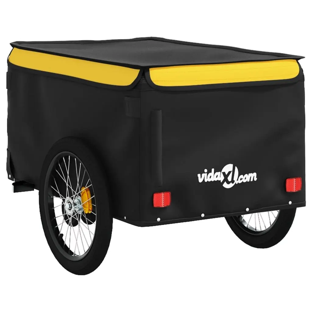 Bike Trailer Cargo Transport Iron Frame 45kg Load Capacity Yellow