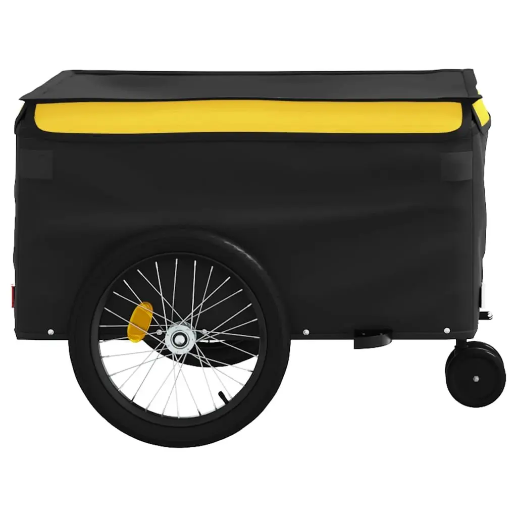 Bike Trailer Cargo Transport Iron Frame 45kg Load Capacity Yellow