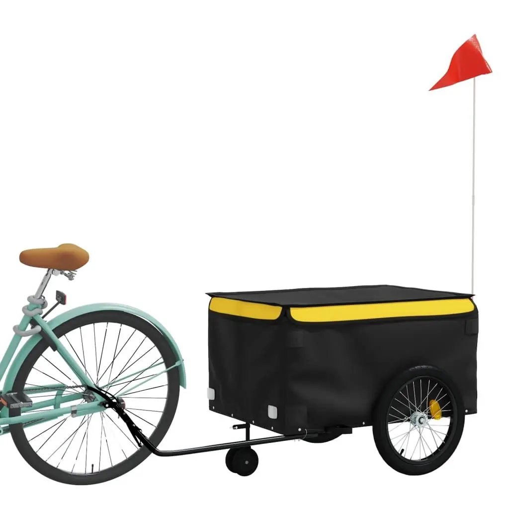 Bike Trailer Cargo Transport Iron Frame 45kg Load Capacity Yellow