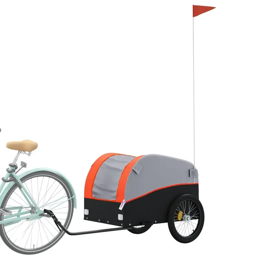 Bike Trailer Heavy Duty Cargo Hauling Tow Bar Iron 45 kg Orange