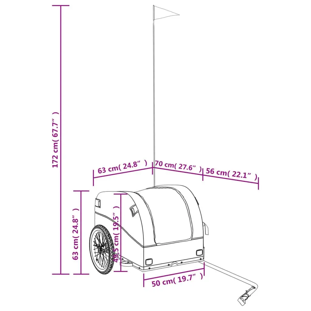 Bike Trailer Heavy Duty Cargo Hauling Tow Bar Iron 45 kg Orange